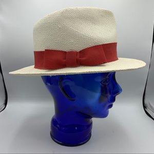 Street Smart By Betmar Straw Fedora With Red Bow Detail